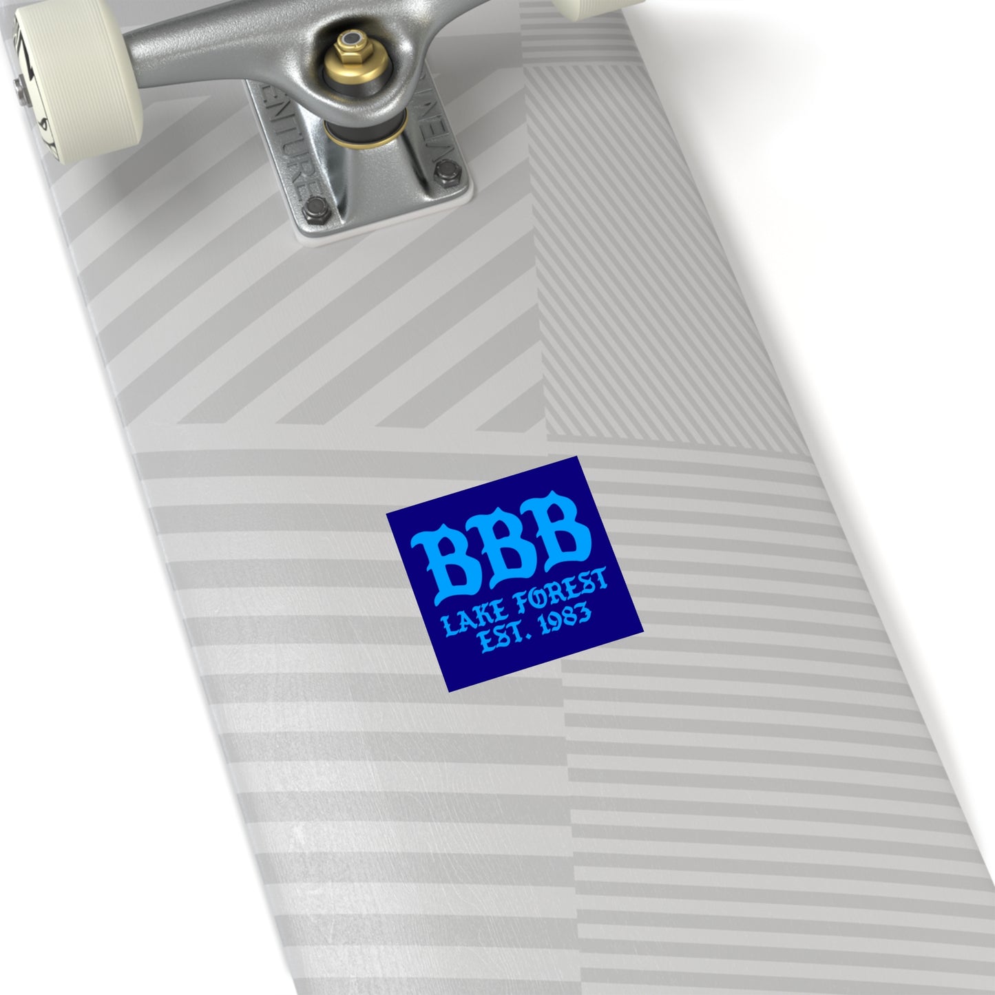 Square Sticker — 'BBB Lake Forest Est. 1983' Retro Blue Decal