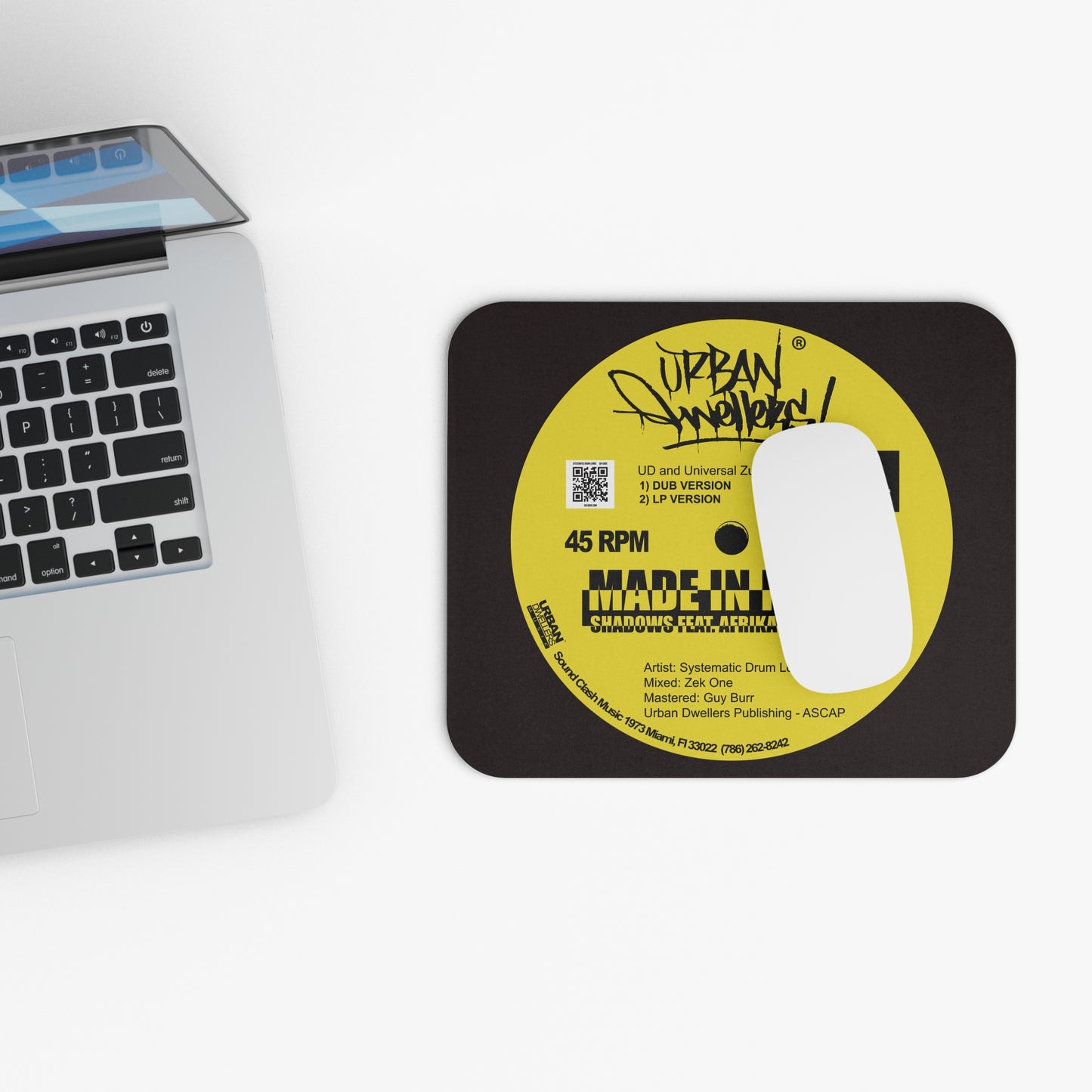 Made in Miami Vinyl Record Mouse Pad – Retro DJ Turntable Desk Mat