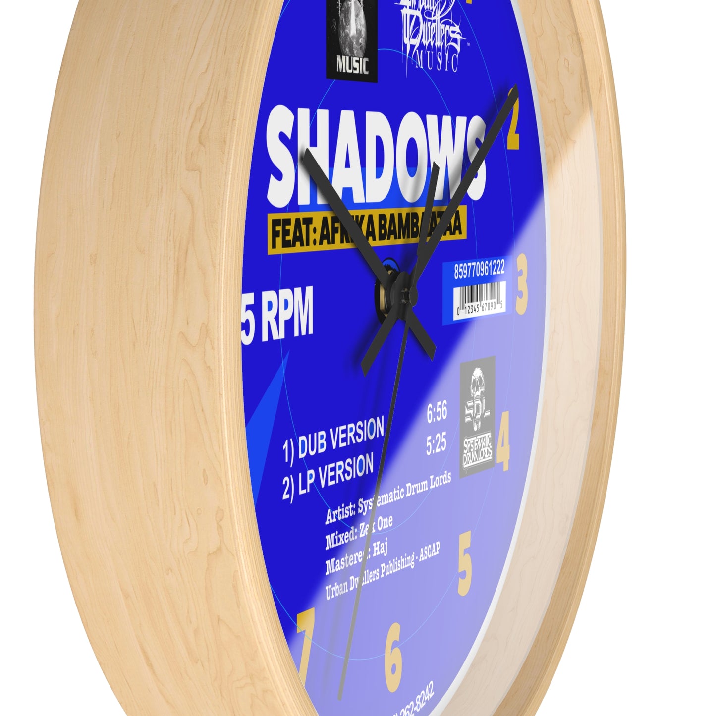 Shadows SDL Record Wall Clock – Urban Dweller Vinyl-Style Timepiece
