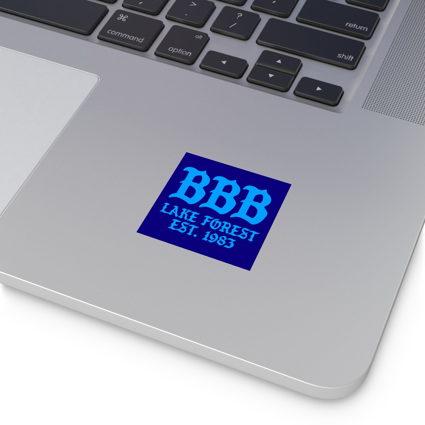 Square Sticker — 'BBB Lake Forest Est. 1983' Retro Blue Decal