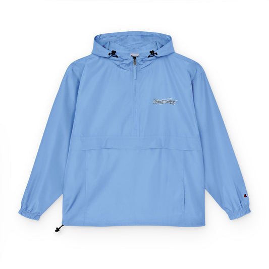 Packable Anorak Jacket — Light Blue Champion Windbreaker with Subtle Logo