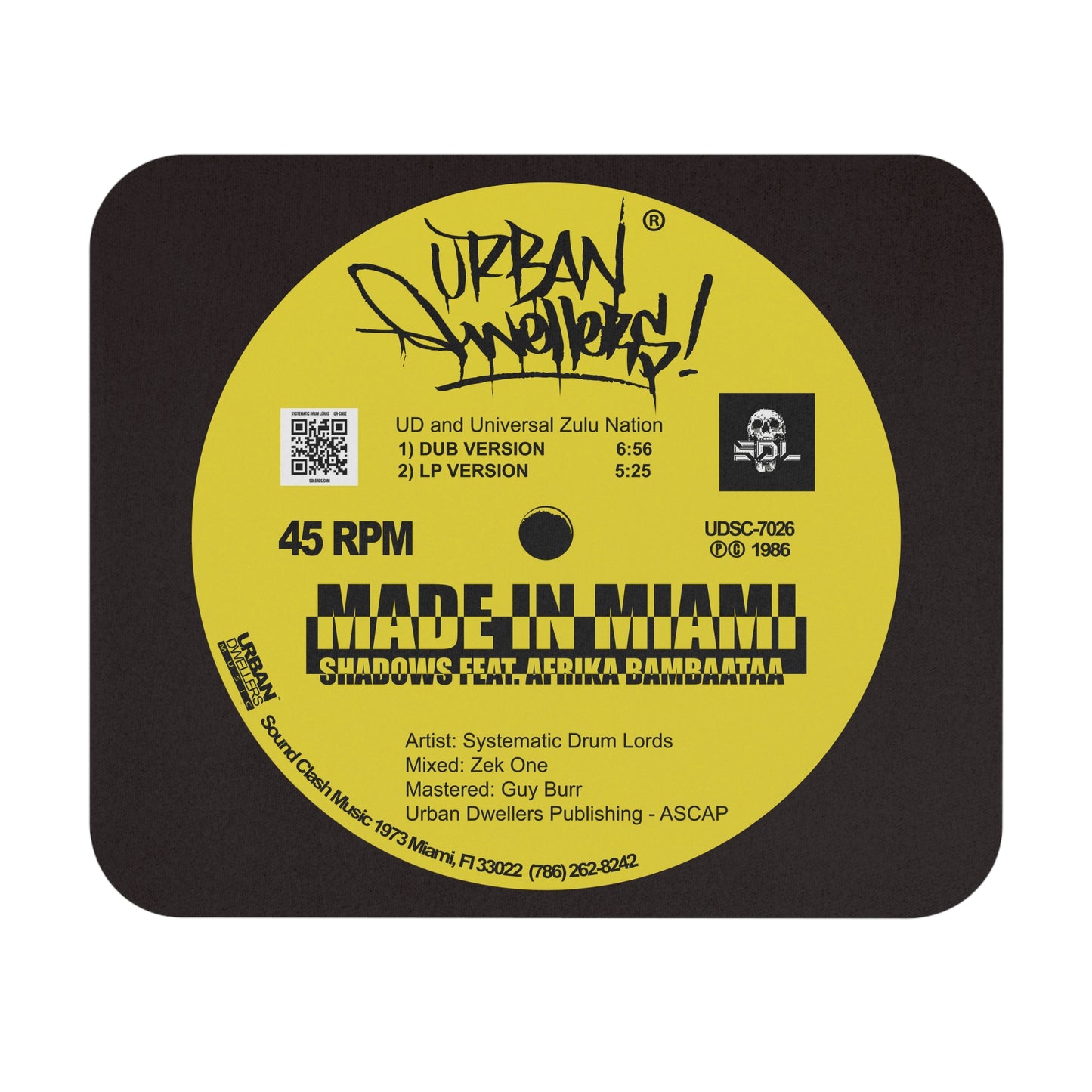 Made in Miami Vinyl Record Mouse Pad – Retro DJ Turntable Desk Mat