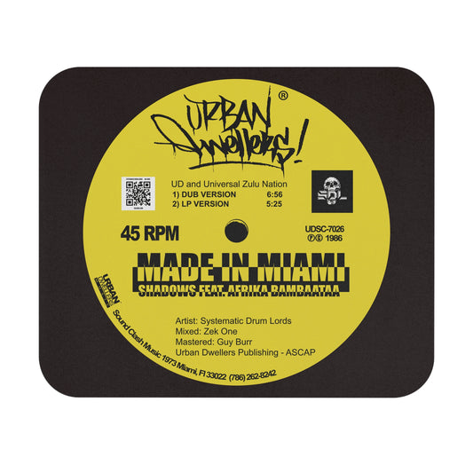 Made in Miami Vinyl Record Mouse Pad – Retro DJ Turntable Desk Mat
